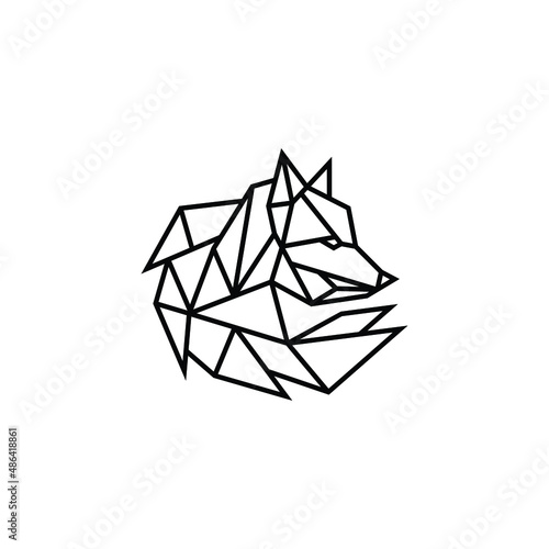 Abstract polygonal snow fox wolf dog, geometric linear animal logo vector design