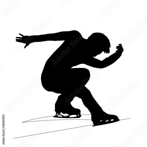 Figure skater silhouette male figure skating. Olympic competitions on ice. vector illustration