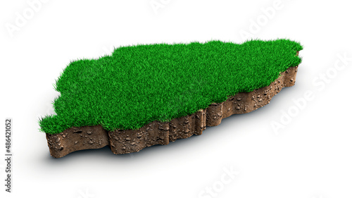 Saint Lucia Map Grass and ground Map texture 3d illustration