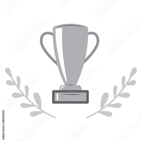 Athletics Championship Cup. Vector isolated illustration of champions league silver cup badge. Flat style. Minimalism.