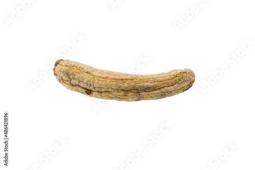 close-up, peeled dried banana, on a white background