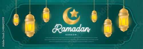 ramadan kareem background template with arabian pattern and islamic mosque frame use for iftar party celebration and social media banner