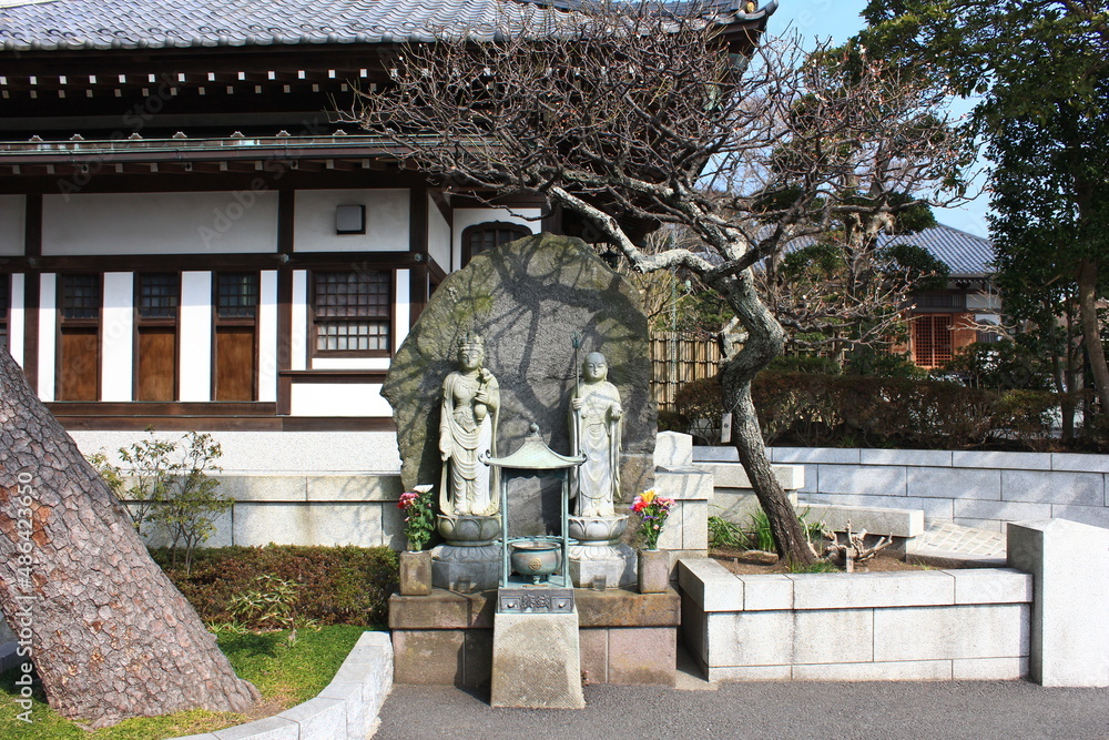 Obraz premium 早春の鎌倉。長谷寺。観音像、