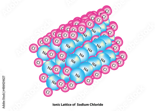 Ionic lattice structure of sodium chloride (giant ionic lattice)