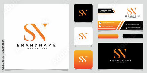 Initial Letter NS logo design template, creative initial SN symbol with business card design photo