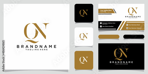 Initial Letter QN logo design template with business card design