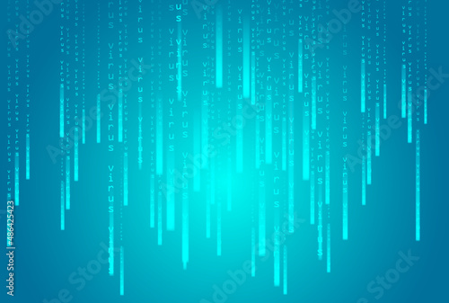 falling code with text virus turquoise blue matrix background matrix