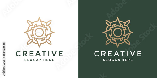 Feminine beauty flower circle logo design
