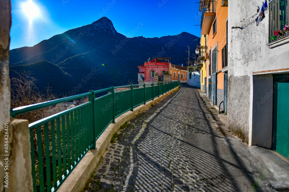A narrow street in Raito a small village on the Amalfi coast in Italy.