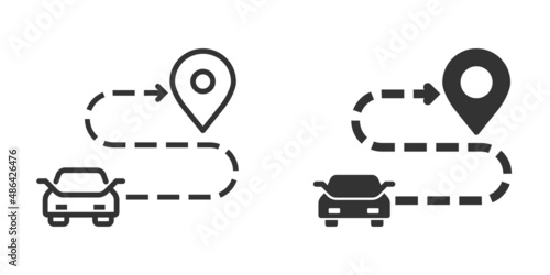 Car destination icon in flat style. Car navigation vector illustration on white isolated background. Locate position business concept.