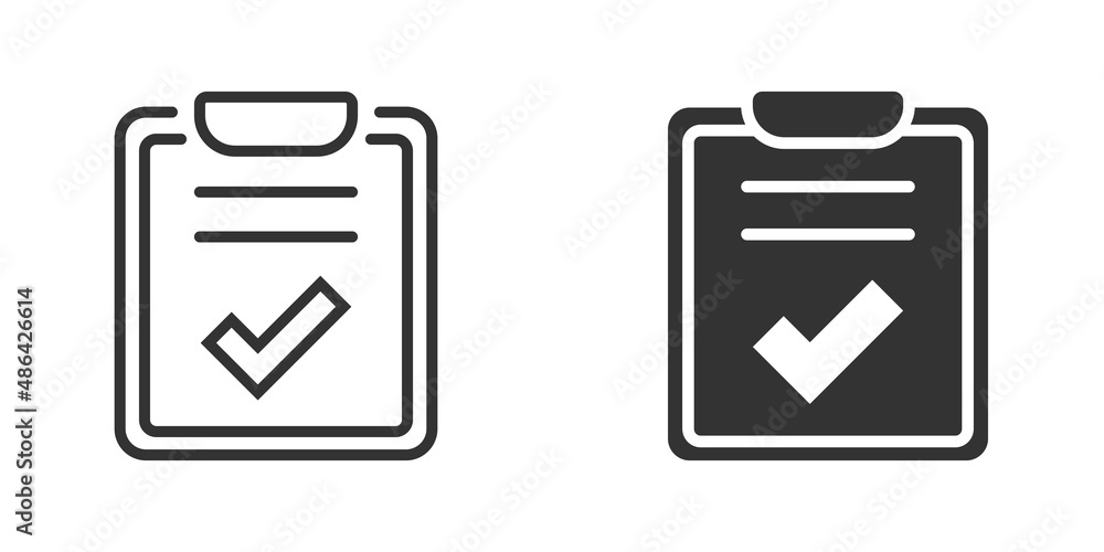 Document checklist icon in flat style. Report vector illustration on white isolated background. Paper sheet business concept. Document checklist icon in flat style. Report vector illustration on white isolated background. Paper sheet business concept.
