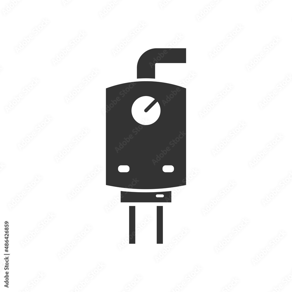 Gas boiler icon in flat style. Heater vector illustration on isolated background. Boiling sign business concept. Gas boiler icon in flat style. Heater vector illustration on isolated background. Boiling sign business concept.