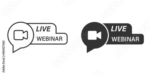 Live webinar icon in flat style. Online training vector illustration on isolated background. Conference stream sign business concept.