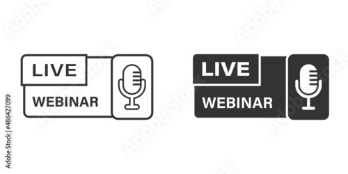Live webinar icon in flat style. Online training vector illustration on isolated background. Conference stream sign business concept.