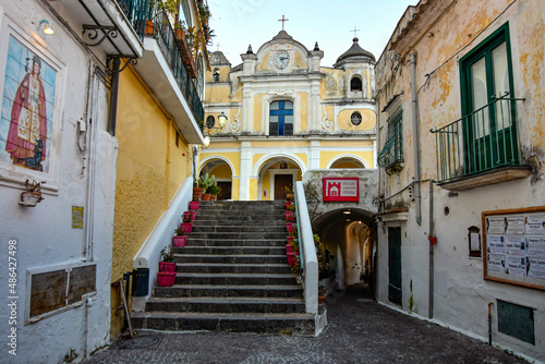 The facade of a small church in Arboli, a small village on the Amalfi coast in Italy. © Giambattista