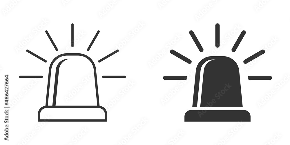 Emergency alarm icon in flat style. Alert lamp vector illustration on  isolated background. Police urgency sign business concept. Stock-vektor |  Adobe Stock