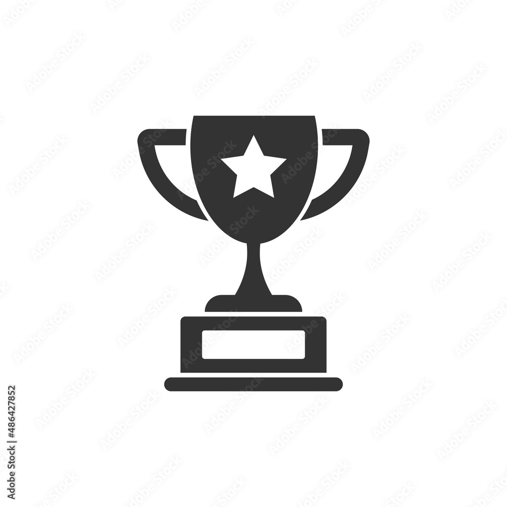 Trophy cup icon in flat style. Goblet prize vector illustration on isolated background. Award sign business concept. Trophy cup icon in flat style. Goblet prize vector illustration on isolated background. Award sign business concept.