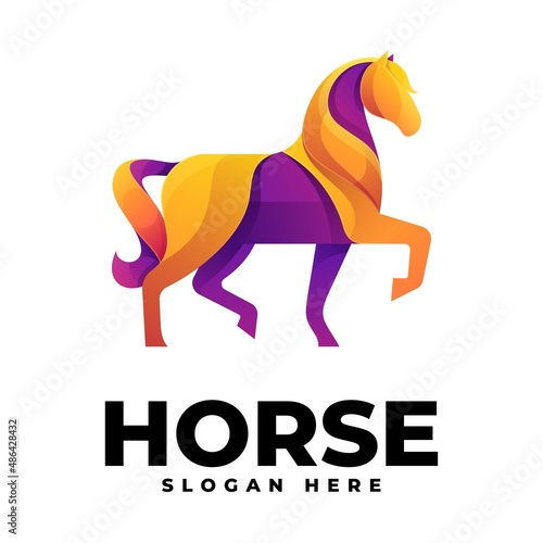Vector Logo Illustration Horse Gradient Colorful Style.