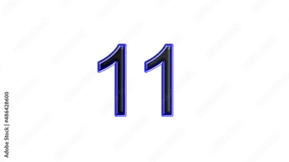 blue 11 number 3d effect white background blue 11 number 3d effect white background