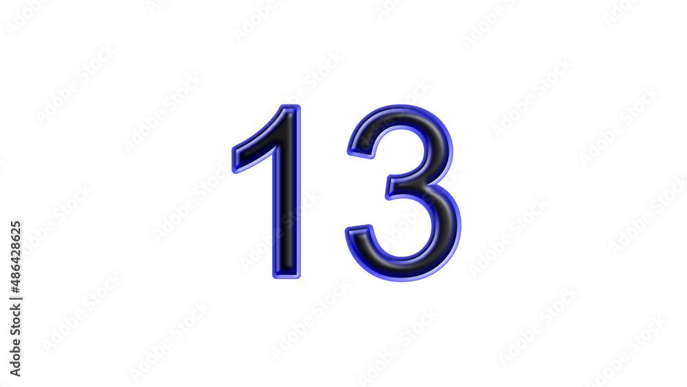 blue 13 number 3d effect white background blue 13 number 3d effect white background