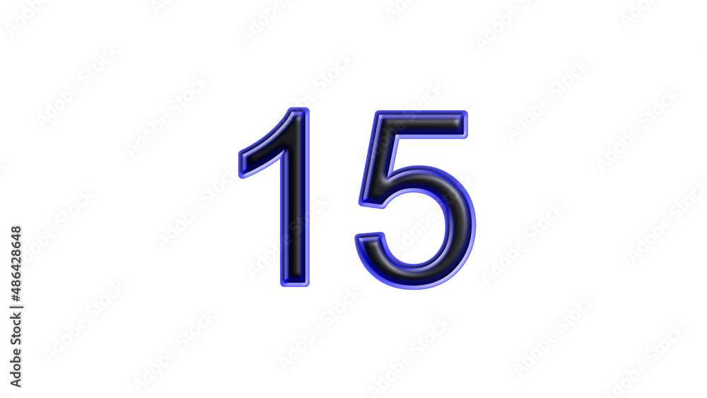 blue 15 number 3d effect white background blue 15 number 3d effect white background