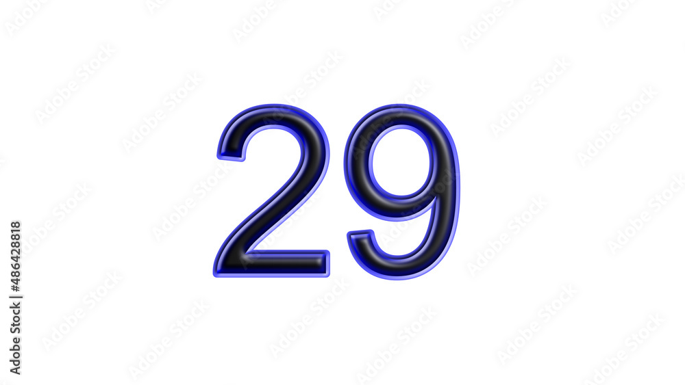 blue 29 number 3d effect white background blue 29 number 3d effect white background