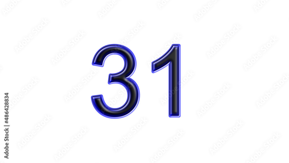 blue 31 number 3d effect white background blue 31 number 3d effect white background