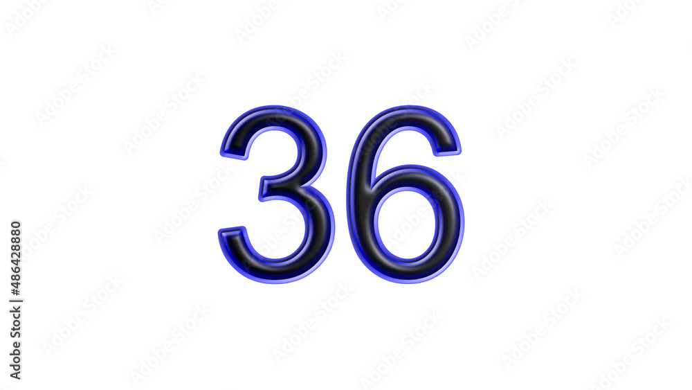 blue 36 number 3d effect white background blue 36 number 3d effect white background