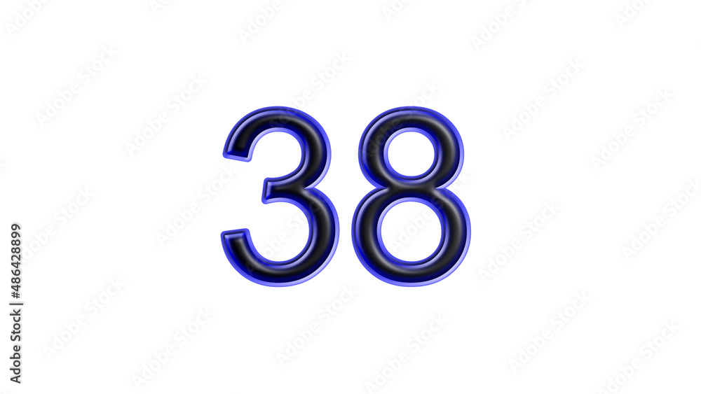 blue 38 number 3d effect white background blue 38 number 3d effect white background