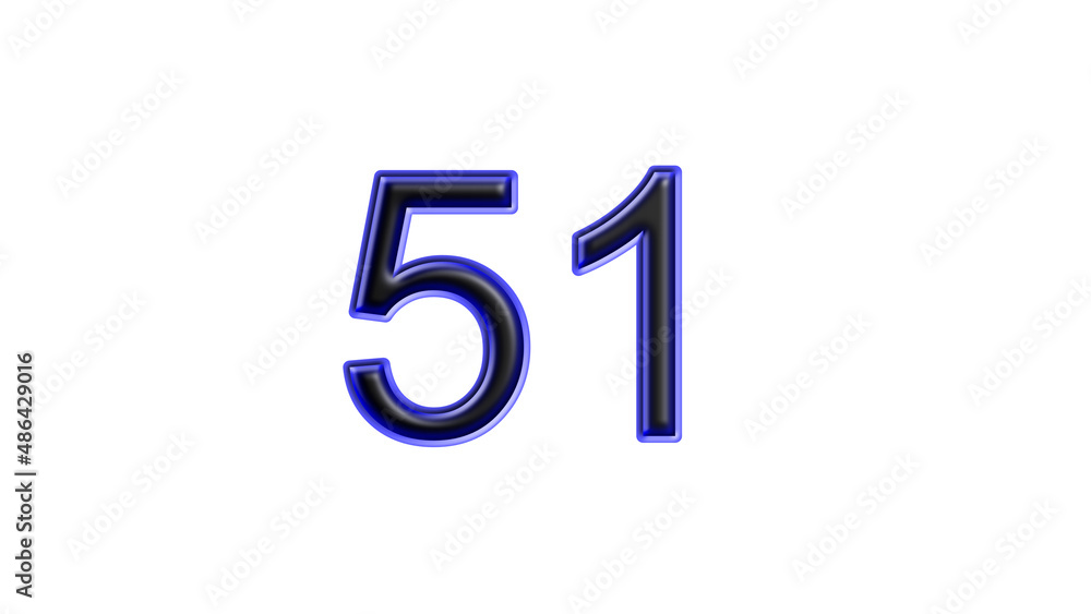 blue 51 number 3d effect white background blue 51 number 3d effect white background