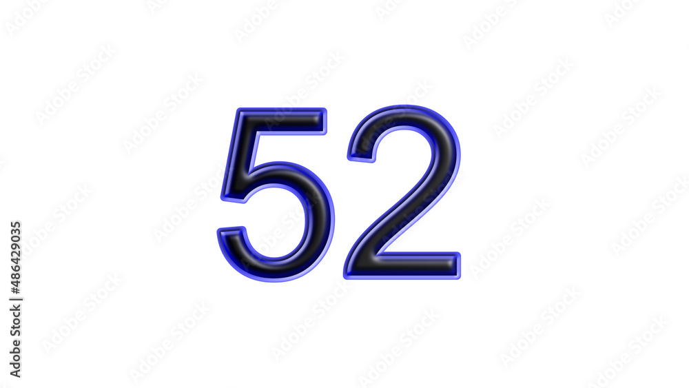 blue 52 number 3d effect white background blue 52 number 3d effect white background