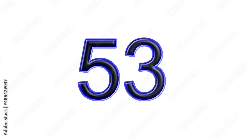 blue 53 number 3d effect white background blue 53 number 3d effect white background