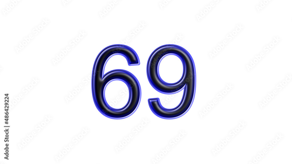 blue 69 number 3d effect white background blue 69 number 3d effect white background