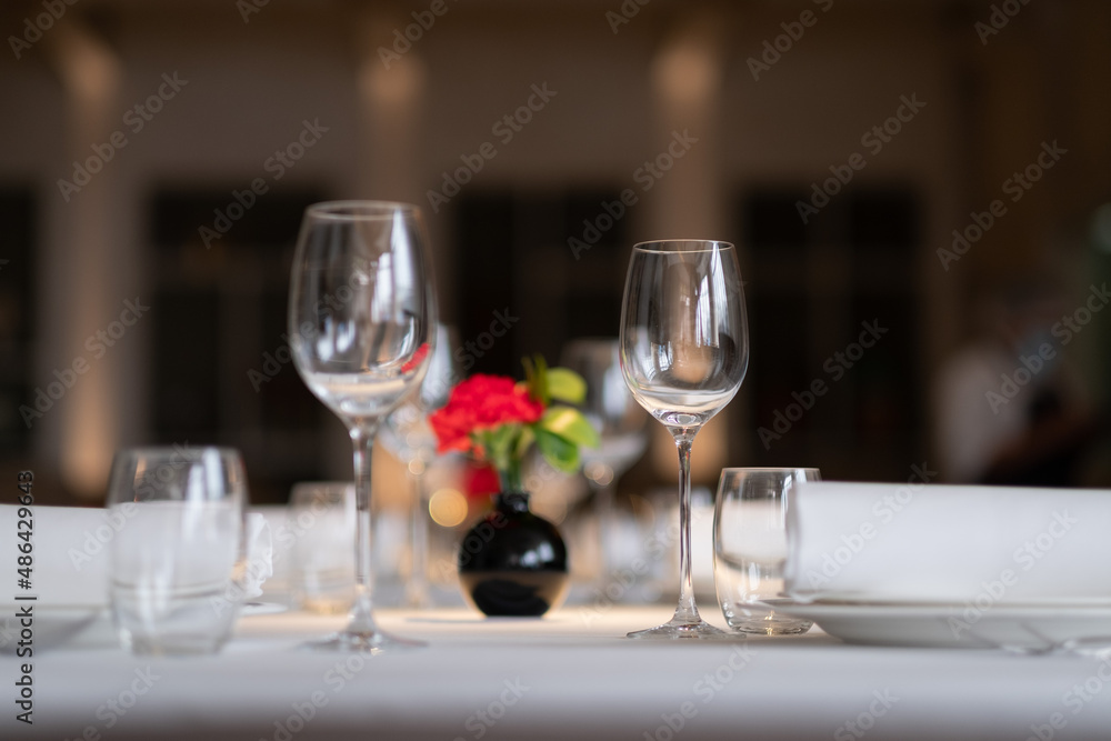empty glass of water on the table with blur background empty glass of water on the table with blur background