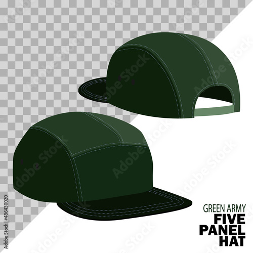 green army five panel hat isolated on a white background and easy to edit. vector