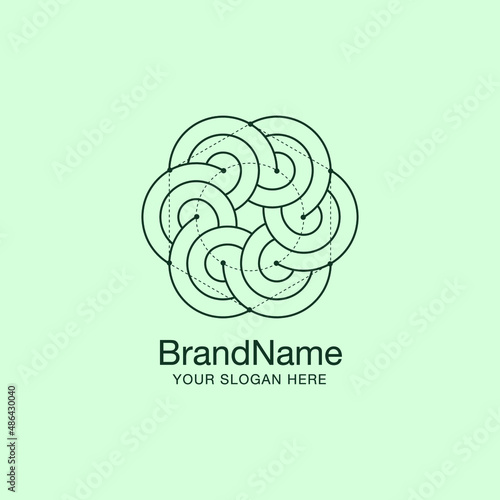 Airmid Gaelic Goddess, Air Wind Spiral Swirls Circulation in Line Style, Logo Design Vector photo
