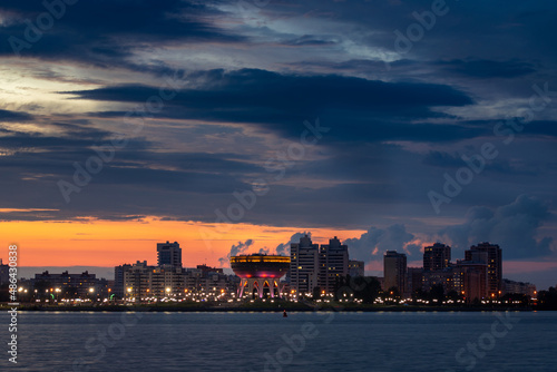 Summer night sunset panorama city Kazan, Republic of Tatarstan. Concept Travel Beautiful Russia