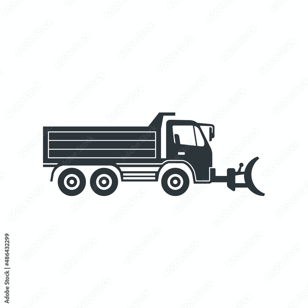 snow plow truck illustration, vector art.