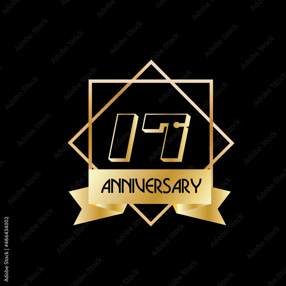 Obraz premium 17 year anniversary celebration template premium vector
