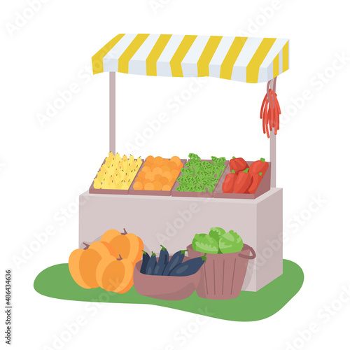 Grocery market semi flat color vector object. Full sized item on white. Organic product. Fruit and vegetables selling simple cartoon style illustration for web graphic design and animation