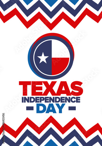 Texas Independence Day. Texas flag. Lone star flag. Freedom holiday in Unites States, celebrated annual in March. Patriotic vector poster. Creative illustration