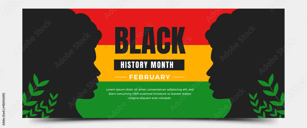 Black history month horizontal banner design. Flat design with a ...