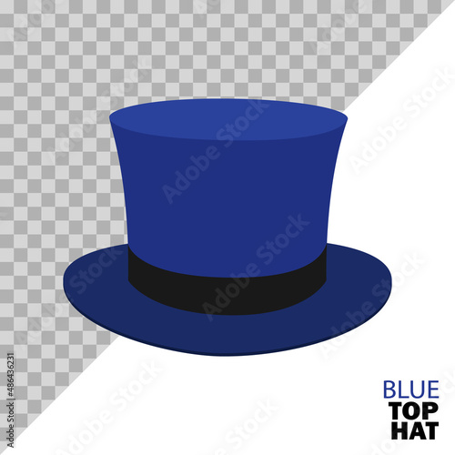 blue magician top hat isolated on a white background and easy to edit. vector