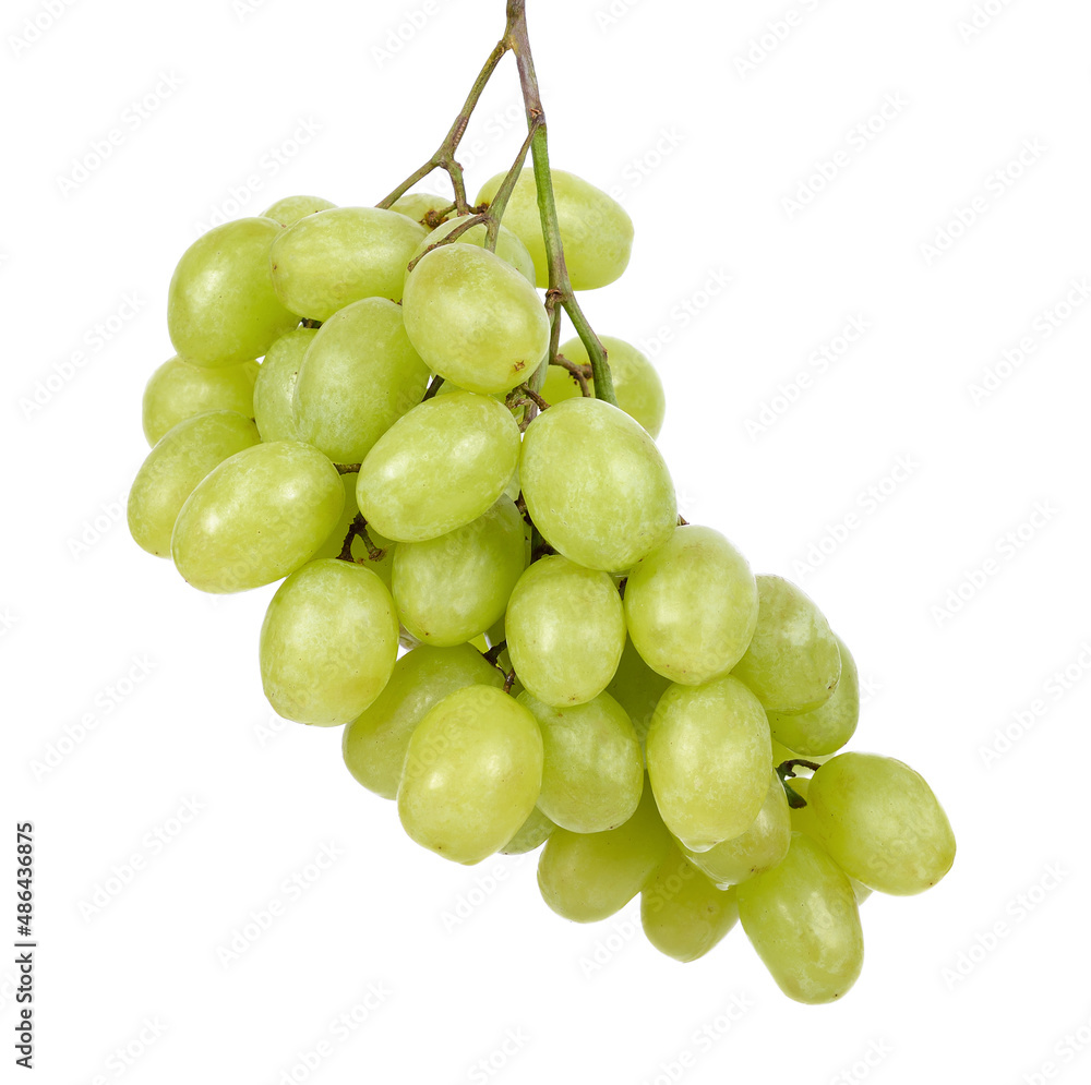 Fresh green grapes Isolated on white background
