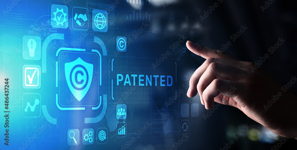 Patented Patent Copyright Law Business technology concept.