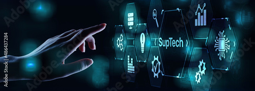 SupTech Supervision technology regulatory business finance concept on virtual screen.