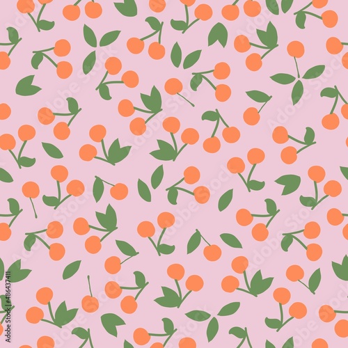 seamless vintage pattern abstract . light pink background. ripe cherry. vector texture. trend print for textiles and wallpaper.