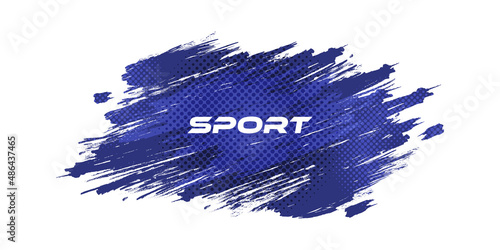 Abstract Blue and White Grunge Background with Halftone Style. Brush Stroke Illustration for Banner, Poster, or Sports. Scratch and Texture Elements For Design