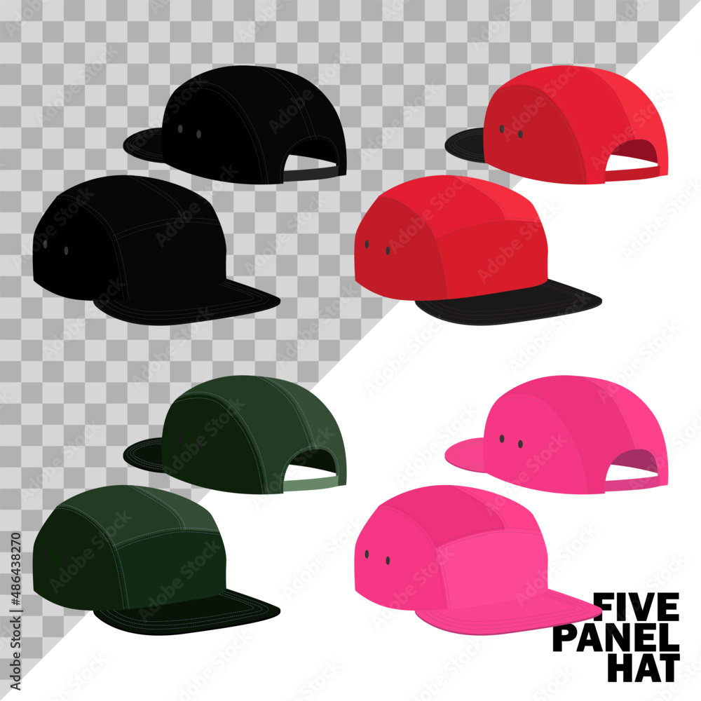 set five panel hat isolated on a white background and easy to edit. vector set five panel hat isolated on a white background and easy to edit. vector