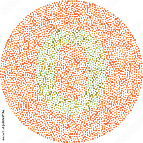 Letter O red and green color blindness test card